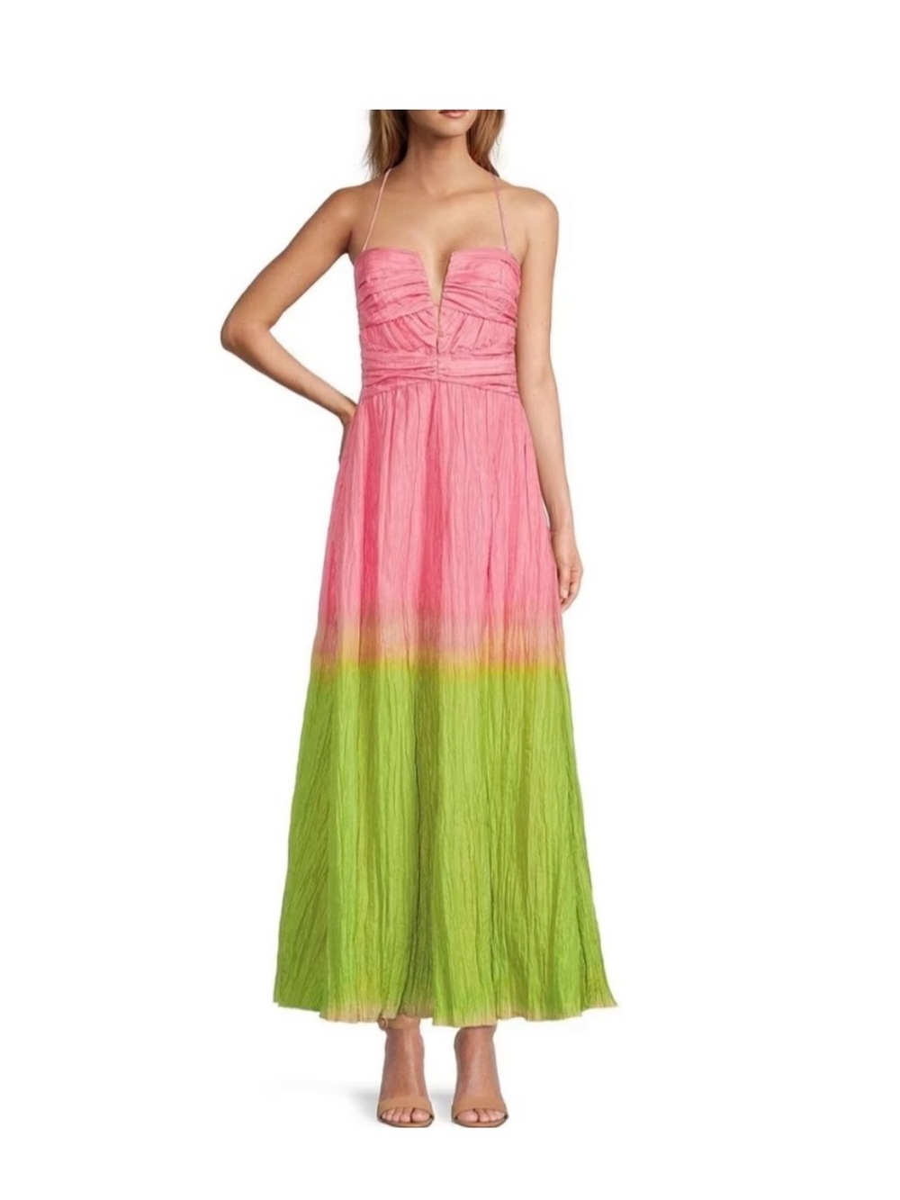 ANTONIO MELANI Serafina Pink to Green Ombre Maxi Dress